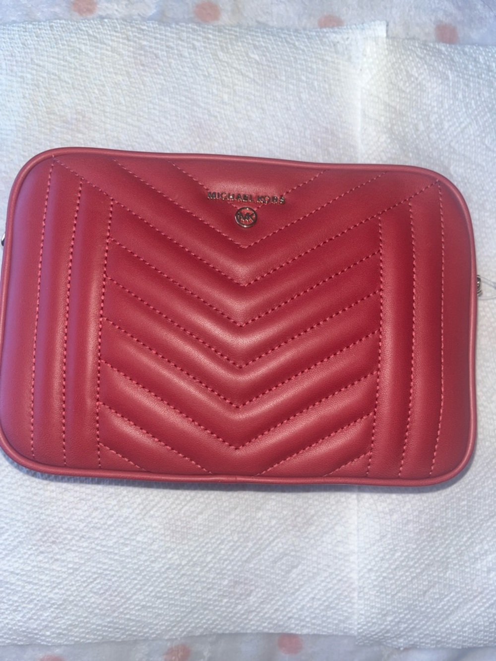 Michael Kors maroon  Quilted Chevron Crossbody Bag